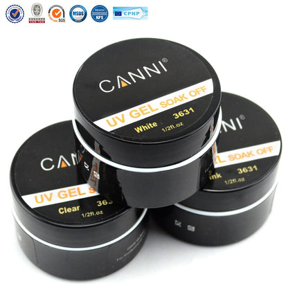 15ml CANNI nail sculpture Clear White Pink Color Hard uv Gel cheap Extending builder UV Gel topcoat base coat gel nail kit set