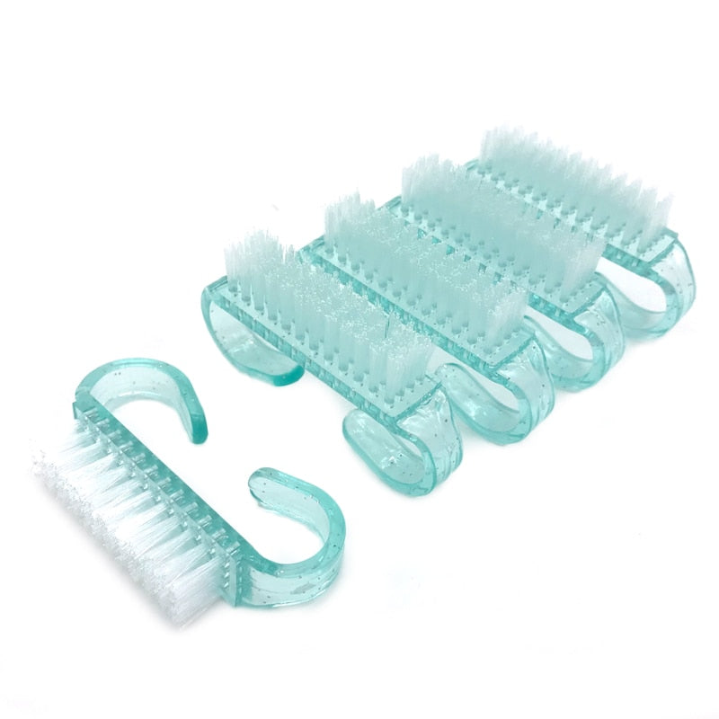 10 Pcs/Lot Acrylic Nail Brush 4 Color Nail Art Manicure Pedicure Soft Remove Dust Plastic Cleaning Nail Brushes File Tools Set