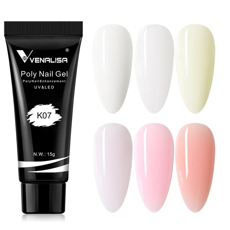 Venalisa New Arrival Poly Nail Gel 15g Acrylic Gel with Nail Tips Nail Polish Extension Nail Art Clear Camouflage Gel