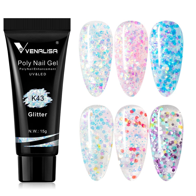Venalisa New Arrival Poly Nail Gel 15g Acrylic Gel with Nail Tips Nail Polish Extension Nail Art Clear Camouflage Gel
