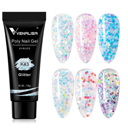 Venalisa New Arrival Poly Nail Gel 15g Acrylic Gel with Nail Tips Nail Polish Extension Nail Art Clear Camouflage Gel