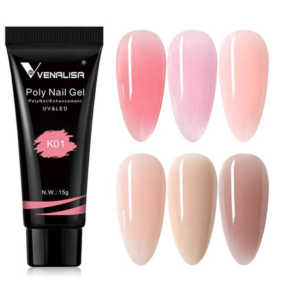 Venalisa New Arrival Poly Nail Gel 15g Acrylic Gel with Nail Tips Nail Polish Extension Nail Art Clear Camouflage Gel