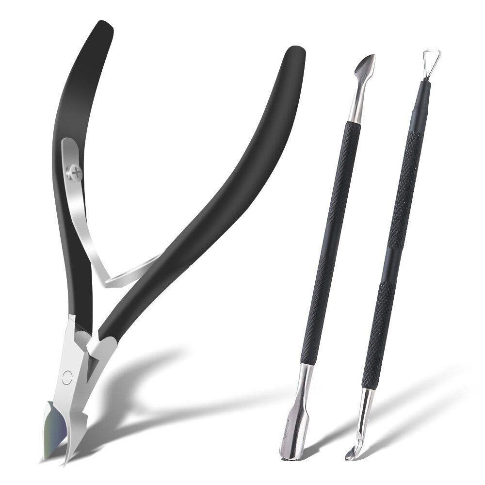 3Pcs Nail Cuticle Nipper Scissors Set Stainless Steel Rainbow Manicure Clipper Dead Skin Remover Scissor Plier Pusher Tool