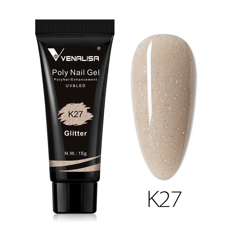 Venalisa New Arrival Poly Nail Gel 15g Acrylic Gel with Nail Tips Nail Polish Extension Nail Art Clear Camouflage Gel