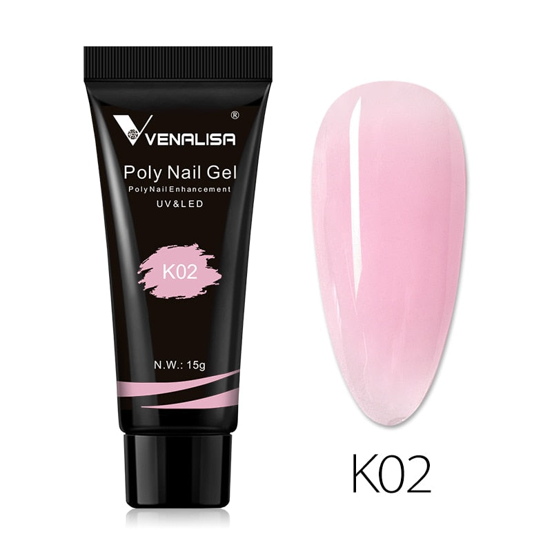 Venalisa New Arrival Poly Nail Gel 15g Acrylic Gel with Nail Tips Nail Polish Extension Nail Art Clear Camouflage Gel