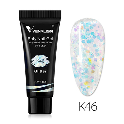 Venalisa New Arrival Poly Nail Gel 15g Acrylic Gel with Nail Tips Nail Polish Extension Nail Art Clear Camouflage Gel