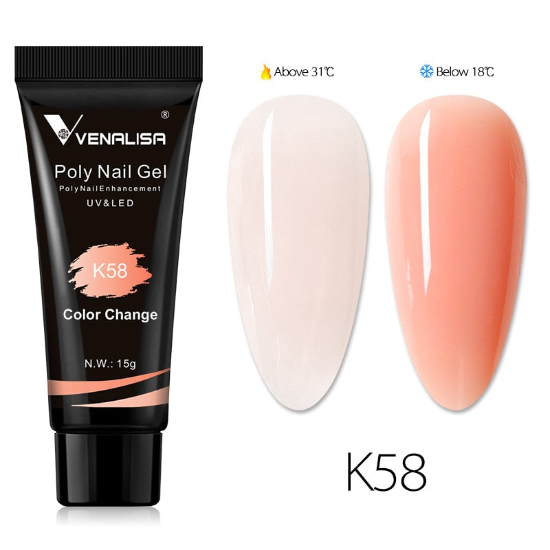 Venalisa New Arrival Poly Nail Gel 15g Acrylic Gel with Nail Tips Nail Polish Extension Nail Art Clear Camouflage Gel