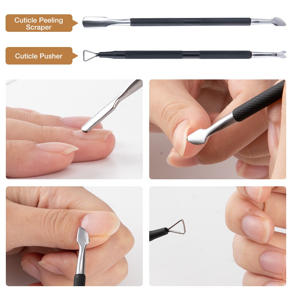 3Pcs Nail Cuticle Nipper Scissors Set Stainless Steel Rainbow Manicure Clipper Dead Skin Remover Scissor Plier Pusher Tool