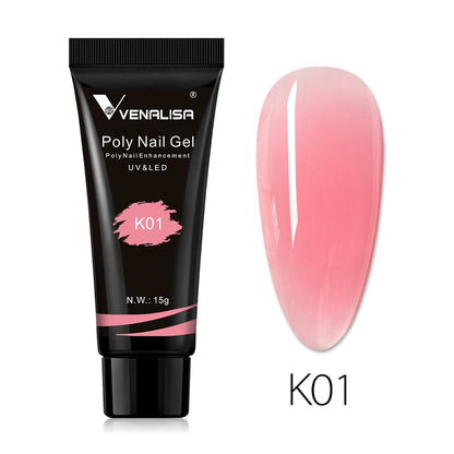 Venalisa New Arrival Poly Nail Gel 15g Acrylic Gel with Nail Tips Nail Polish Extension Nail Art Clear Camouflage Gel