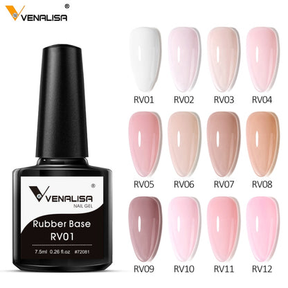 VENALISA Color Rubber Base Coat Jelly Color Semi Transparent Nail Gel Polish 7,5ml Gellack Great Coverage Beauty Nail Manicure