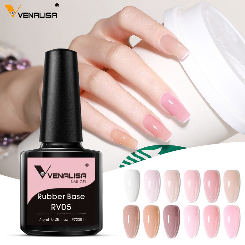 VENALISA Color Rubber Base Coat Jelly Color Semi Transparent Nail Gel Polish 7,5ml Gellack Great Coverage Beauty Nail Manicure