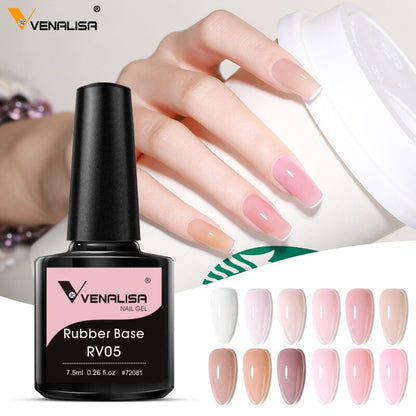 VENALISA Color Rubber Base Coat Jelly Color Semi Transparent Nail Gel Polish 7,5ml Gellack Great Coverage Beauty Nail Manicure
