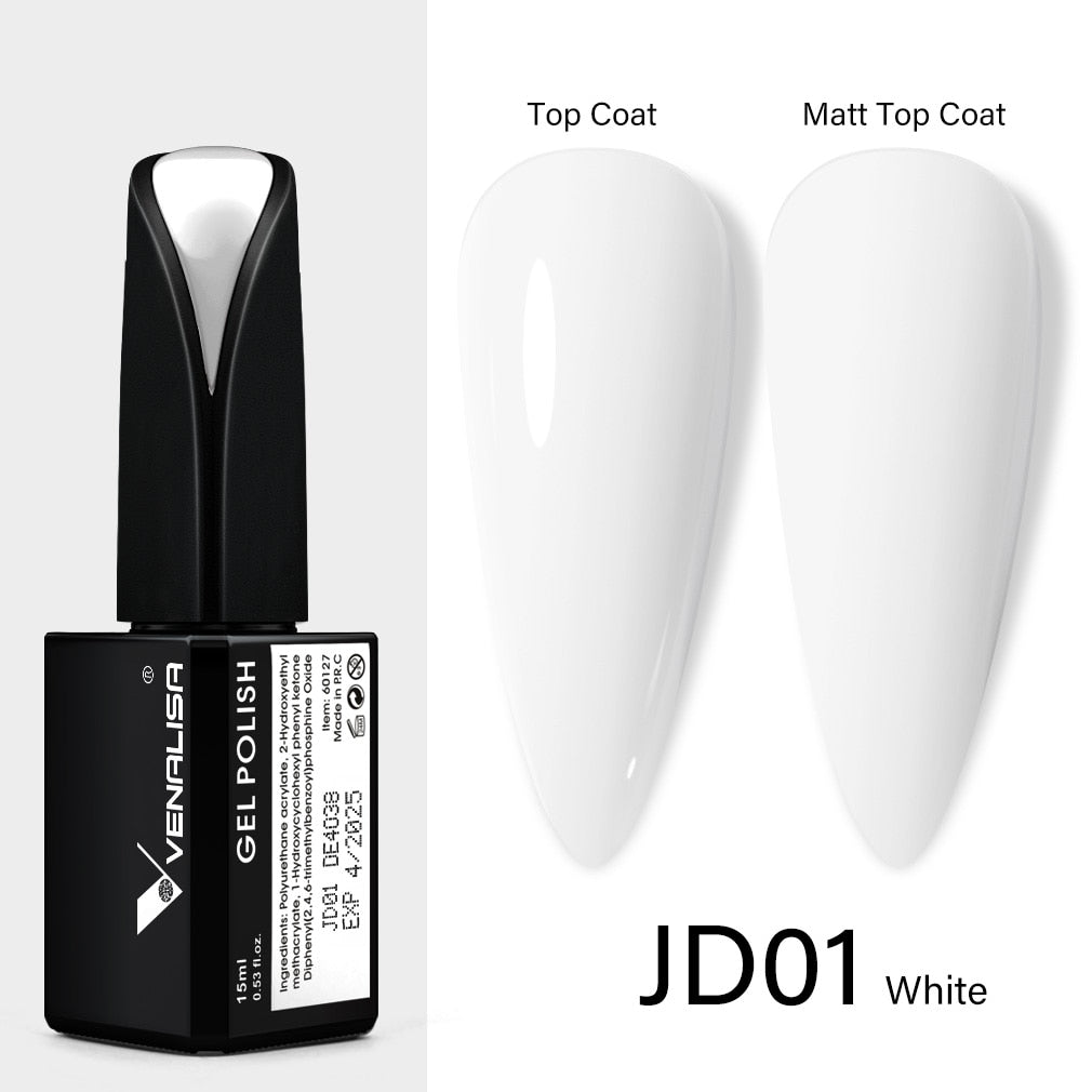 Venalisa 15ml Gel Polish Jelly Color Manicure New Formula Matt Top Coat Luxury Soak Off UV LED Colorful Nail Gel Lacquer