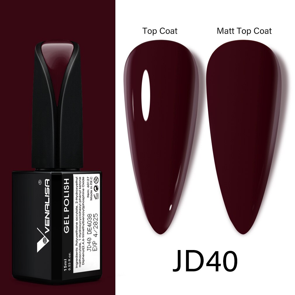 Venalisa 15ml Gel Polish Jelly Color Manicure New Formula Matt Top Coat Luxury Soak Off UV LED Colorful Nail Gel Lacquer