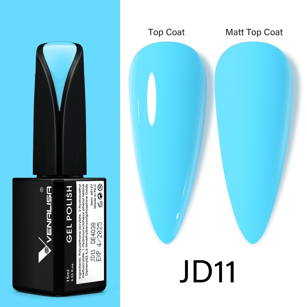 Venalisa 15ml Gel Polish Jelly Color Manicure New Formula Matt Top Coat Luxury Soak Off UV LED Colorful Nail Gel Lacquer