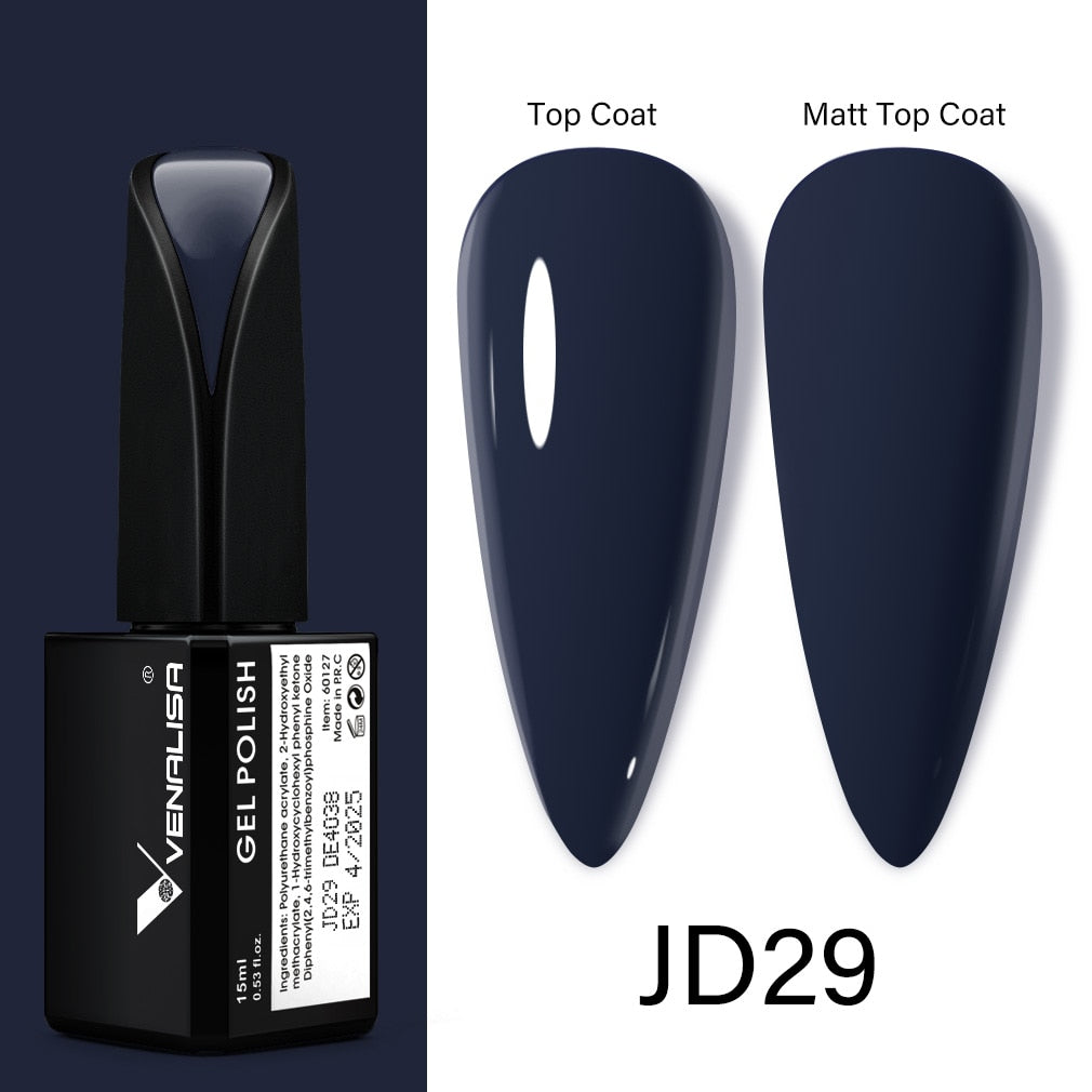Venalisa 15ml Gel Polish Jelly Color Manicure New Formula Matt Top Coat Luxury Soak Off UV LED Colorful Nail Gel Lacquer