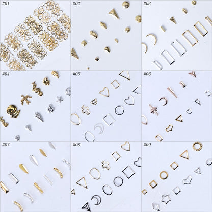 12 Grids 3D Metal Rivet Nail Art Decoration Rose Gold Silver Hollow Frame Oval Bead Jewelry Shell Studs Manicure Accessory LY772