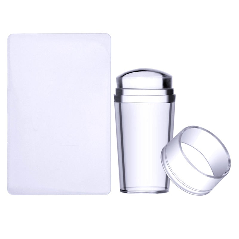 New 2022 Clear Jelly Silicone Nail Stamper Set with Scraper Nail Art Stamping Tool Set for DIY Nail Stamping Manicure Nail Tools
