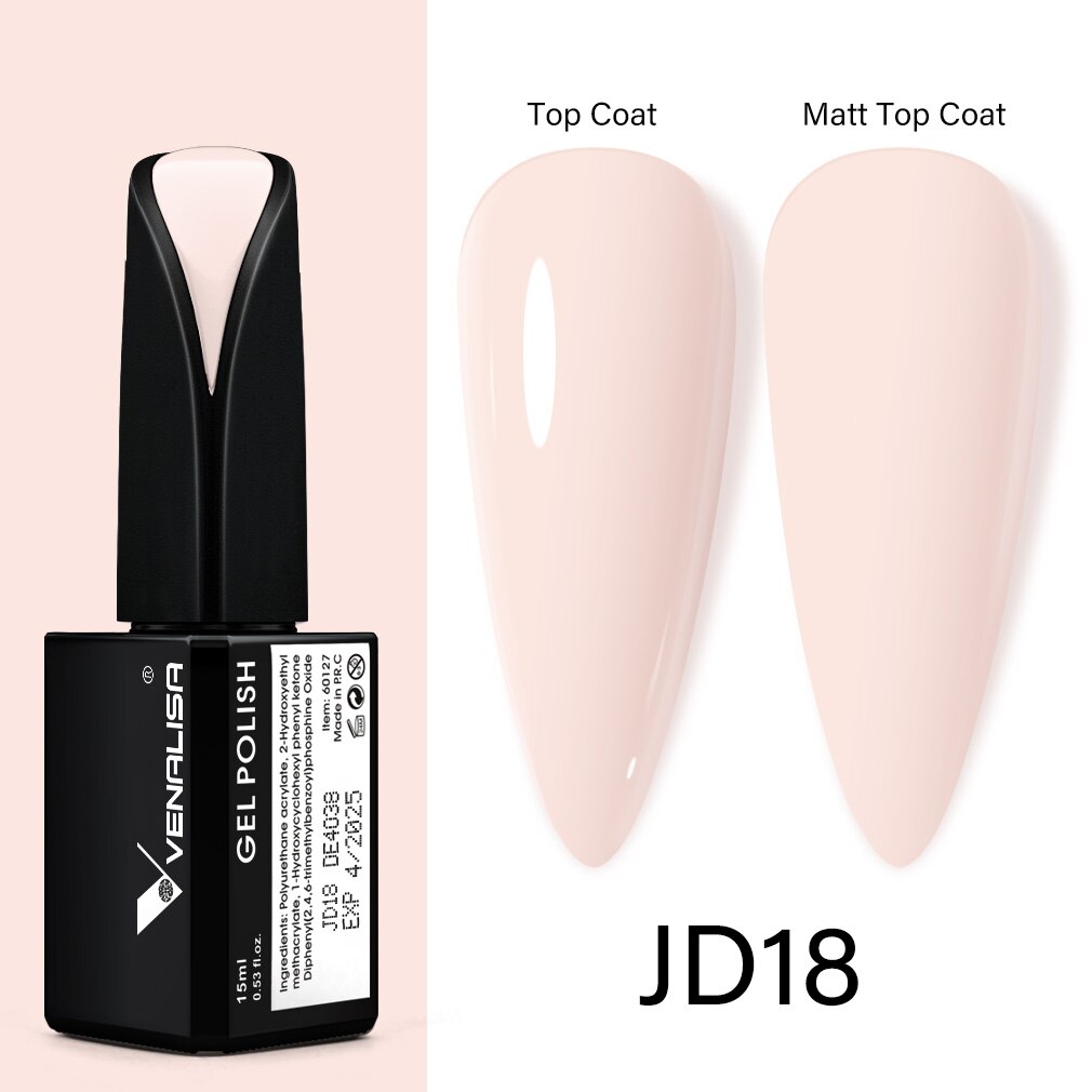 Venalisa 15ml Gel Polish Jelly Color Manicure New Formula Matt Top Coat Luxury Soak Off UV LED Colorful Nail Gel Lacquer