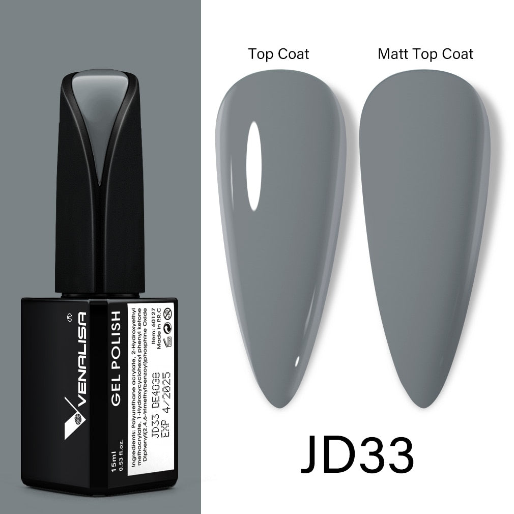 Venalisa 15ml Gel Polish Jelly Color Manicure New Formula Matt Top Coat Luxury Soak Off UV LED Colorful Nail Gel Lacquer