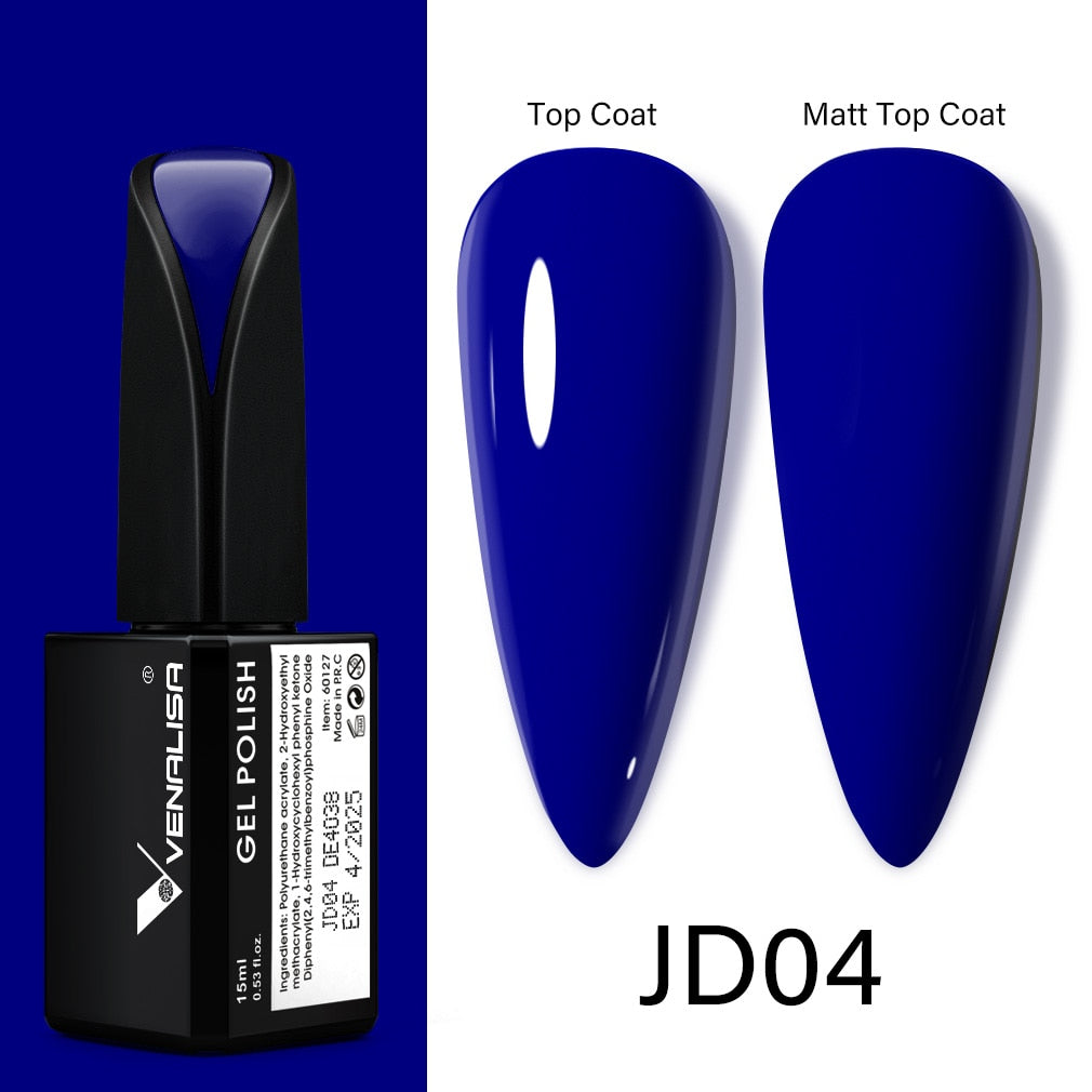 Venalisa 15ml Gel Polish Jelly Color Manicure New Formula Matt Top Coat Luxury Soak Off UV LED Colorful Nail Gel Lacquer