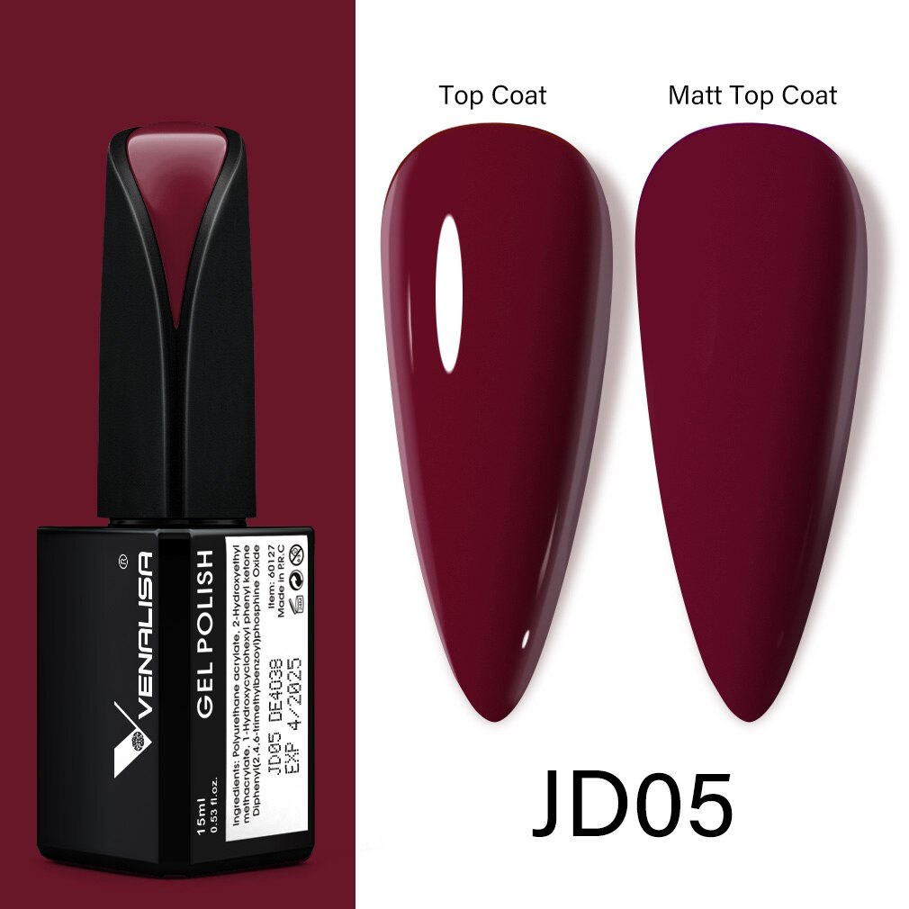 Venalisa 15ml Gel Polish Jelly Color Manicure New Formula Matt Top Coat Luxury Soak Off UV LED Colorful Nail Gel Lacquer
