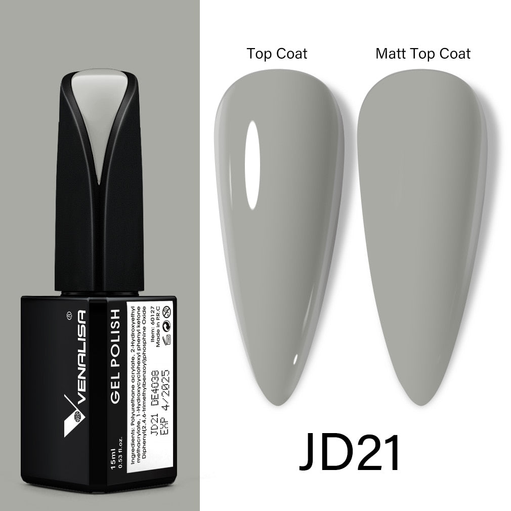 Venalisa 15ml Gel Polish Jelly Color Manicure New Formula Matt Top Coat Luxury Soak Off UV LED Colorful Nail Gel Lacquer