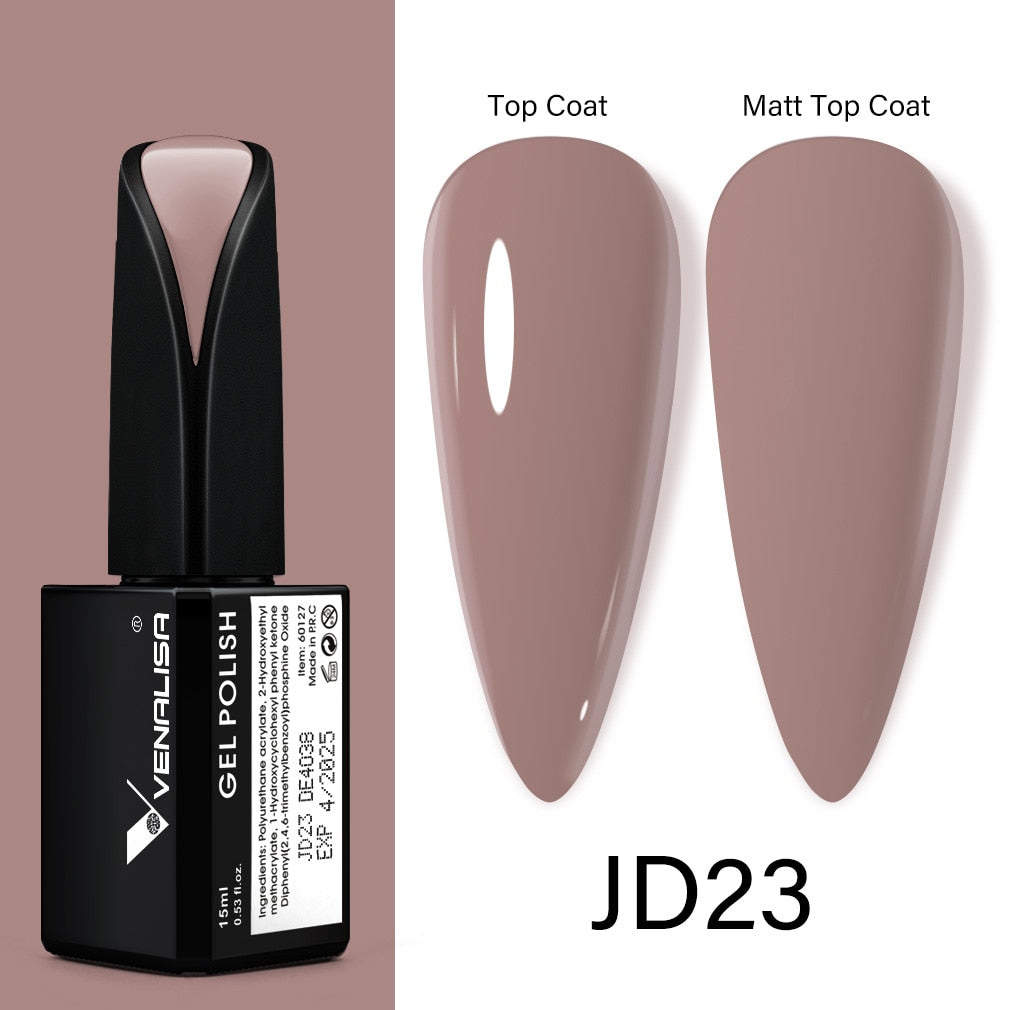 Venalisa 15ml Gel Polish Jelly Color Manicure New Formula Matt Top Coat Luxury Soak Off UV LED Colorful Nail Gel Lacquer