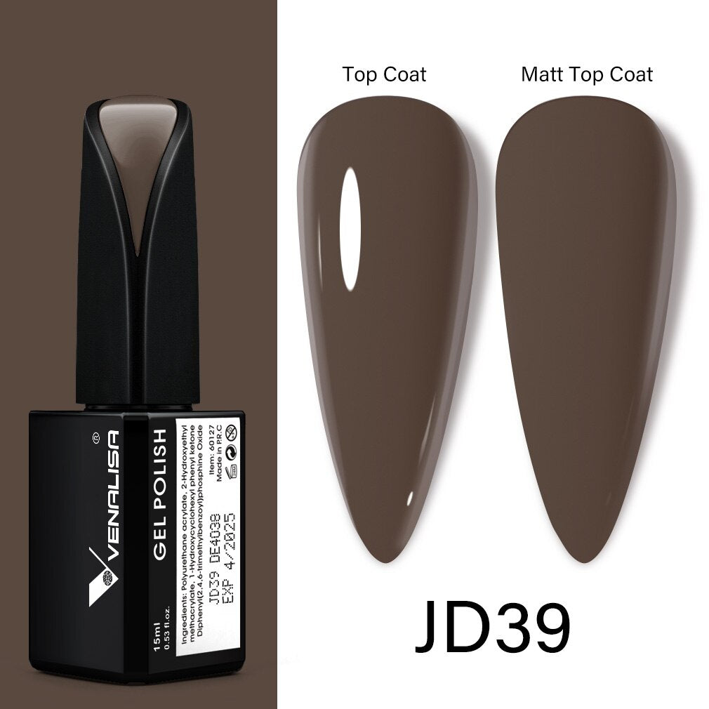 Venalisa 15ml Gel Polish Jelly Color Manicure New Formula Matt Top Coat Luxury Soak Off UV LED Colorful Nail Gel Lacquer