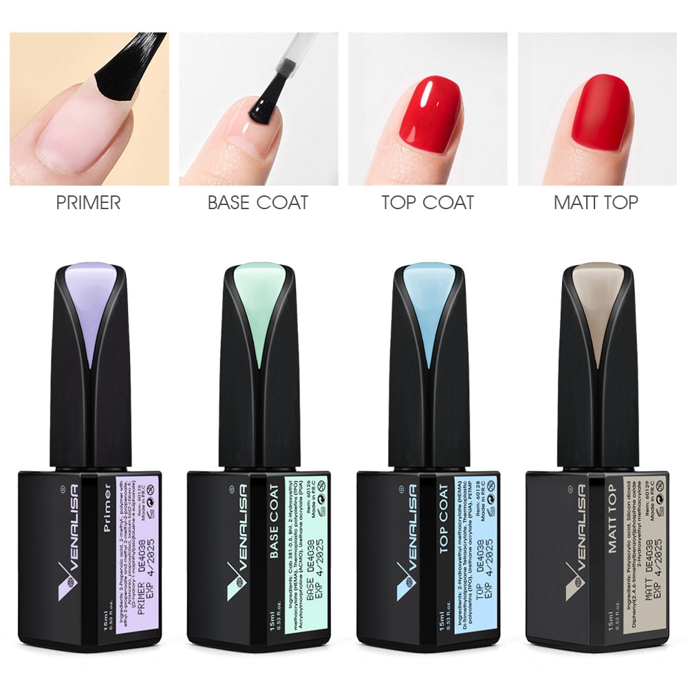 Venalisa 15ml Gel Polish Jelly Color Manicure New Formula Matt Top Coat Luxury Soak Off UV LED Colorful Nail Gel Lacquer