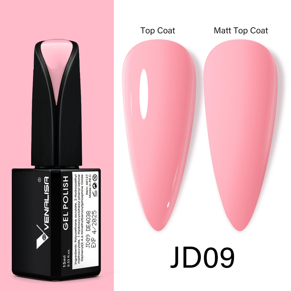 Venalisa 15ml Gel Polish Jelly Color Manicure New Formula Matt Top Coat Luxury Soak Off UV LED Colorful Nail Gel Lacquer