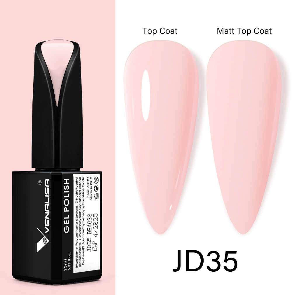 Venalisa 15ml Gel Polish Jelly Color Manicure New Formula Matt Top Coat Luxury Soak Off UV LED Colorful Nail Gel Lacquer