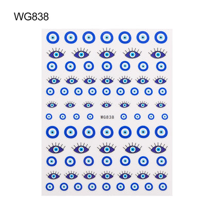New Lucky Blue Colorful Evil Eye Nail Sticker 3D Nail Decals For Nail Salons Easy to Apply Self-adhesive Design Long Lasting