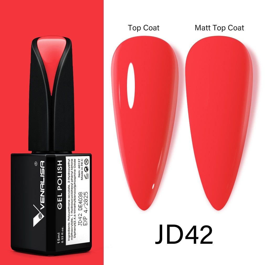 Venalisa 15ml Gel Polish Jelly Color Manicure New Formula Matt Top Coat Luxury Soak Off UV LED Colorful Nail Gel Lacquer