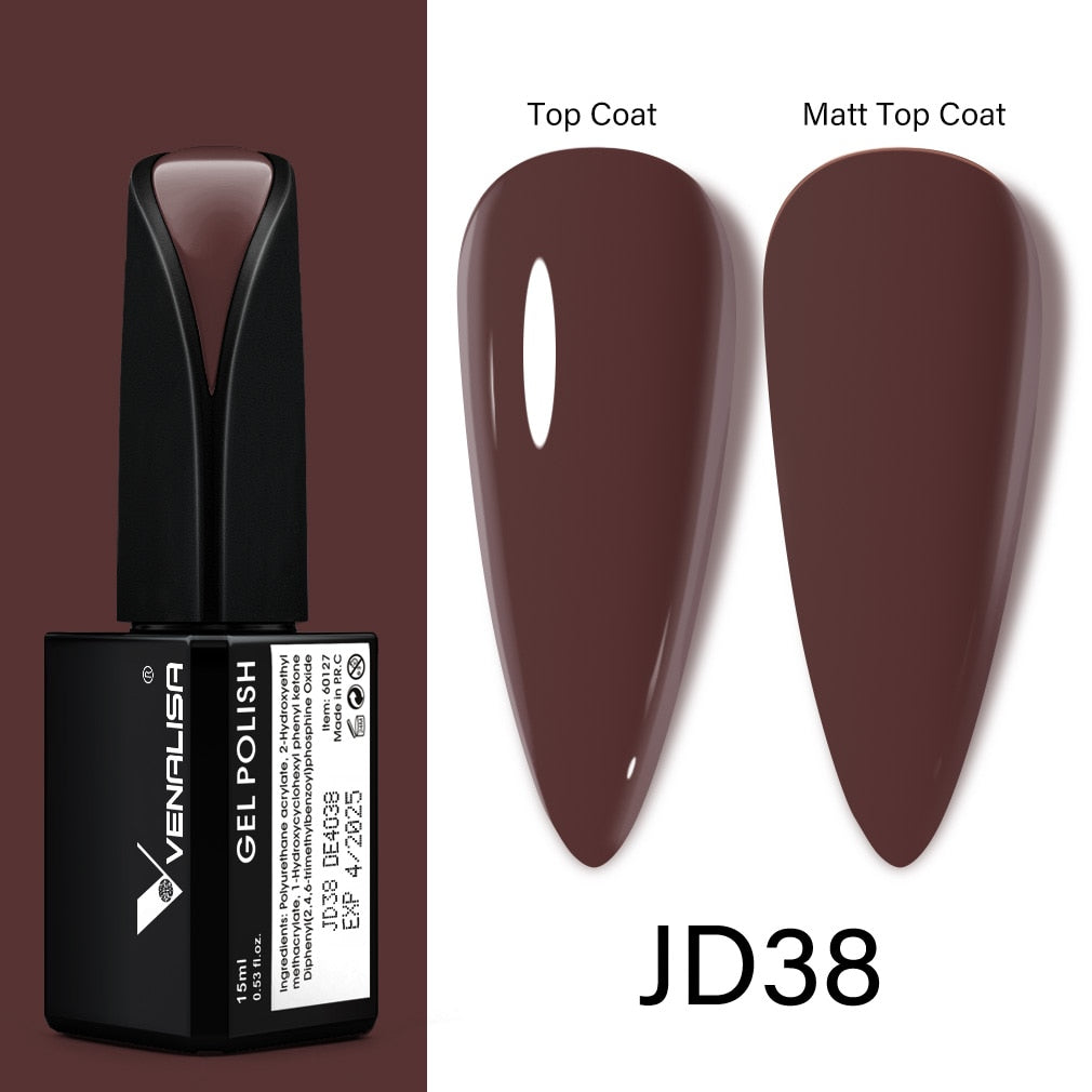 Venalisa 15ml Gel Polish Jelly Color Manicure New Formula Matt Top Coat Luxury Soak Off UV LED Colorful Nail Gel Lacquer