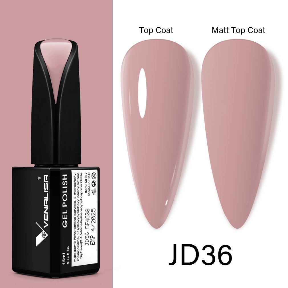 Venalisa 15ml Gel Polish Jelly Color Manicure New Formula Matt Top Coat Luxury Soak Off UV LED Colorful Nail Gel Lacquer