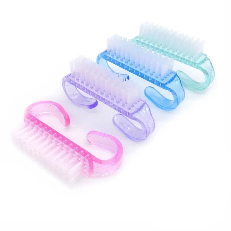 10 Pcs/Lot Acrylic Nail Brush 4 Color Nail Art Manicure Pedicure Soft Remove Dust Plastic Cleaning Nail Brushes File Tools Set