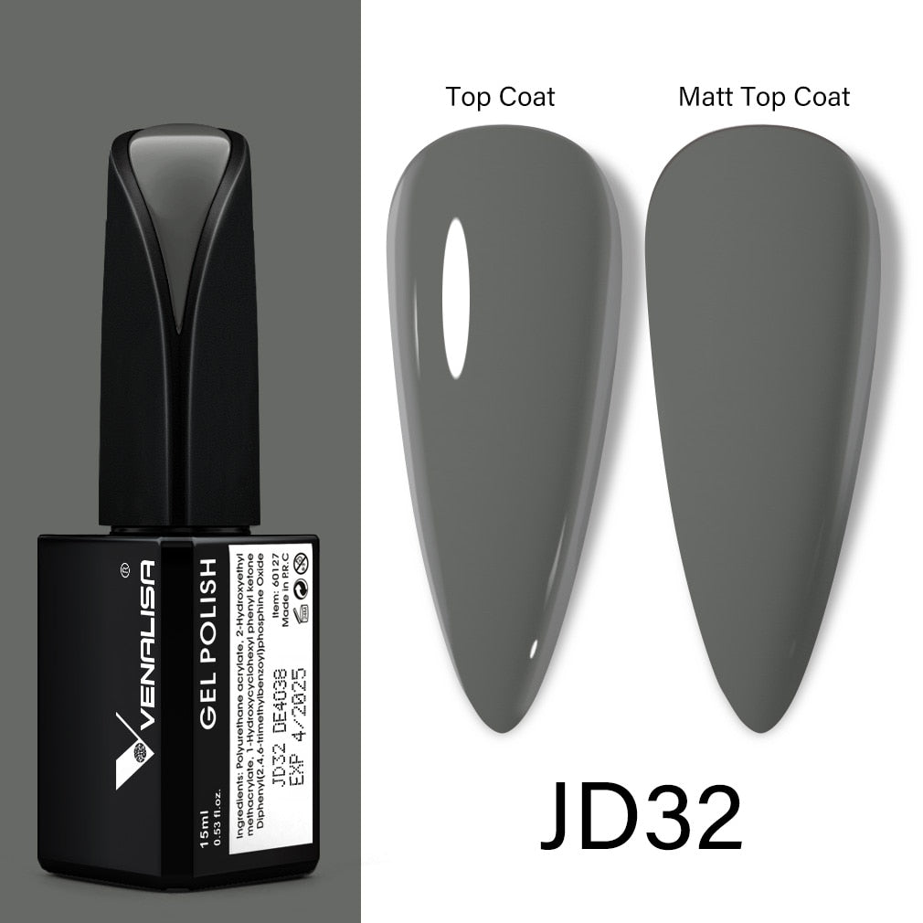 Venalisa 15ml Gel Polish Jelly Color Manicure New Formula Matt Top Coat Luxury Soak Off UV LED Colorful Nail Gel Lacquer