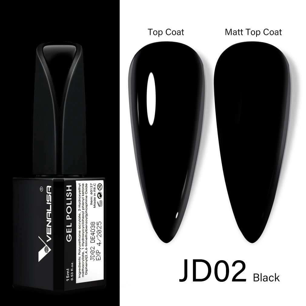 Venalisa 15ml Gel Polish Jelly Color Manicure New Formula Matt Top Coat Luxury Soak Off UV LED Colorful Nail Gel Lacquer